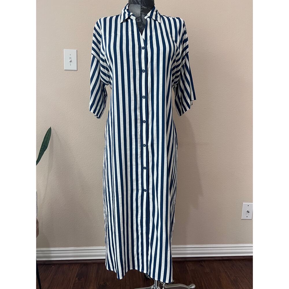 Universal Standard Navy Blue & White Stripe dress Size S (14-16)